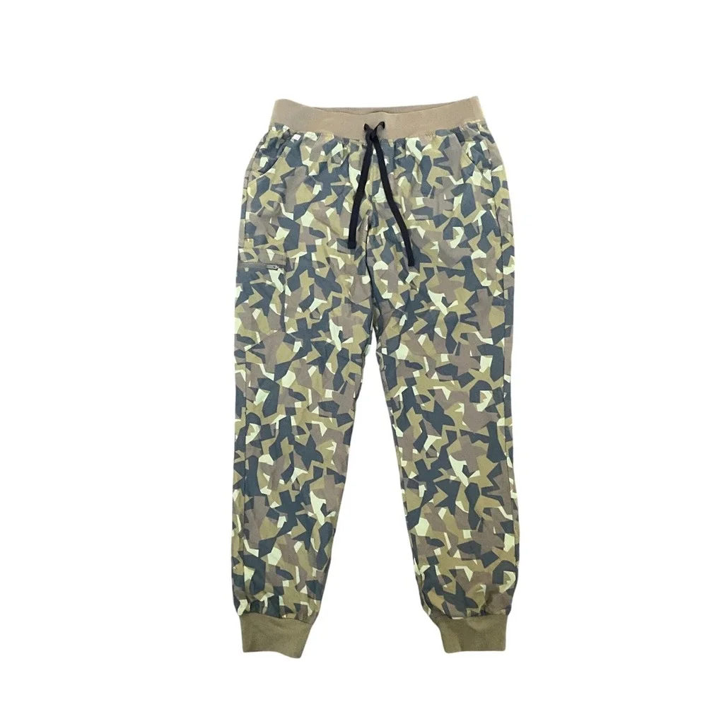 FIGS Zamora Lined Camo‎ Scrub Jogger Pants Women M Cargo Zip Pocket